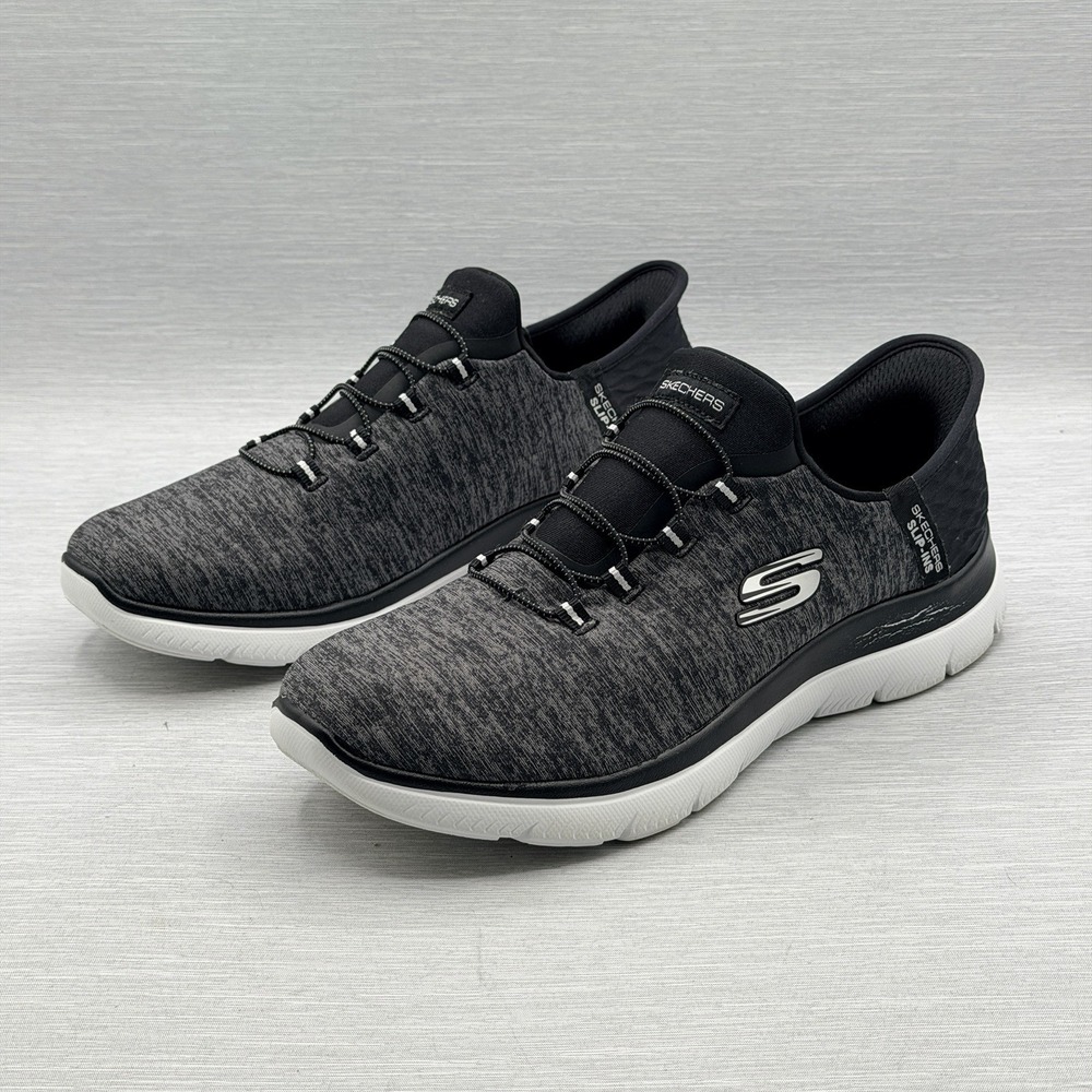 Skechers Women's 9.5 Wide Sneakers Black Slip Ins Hands Free Summits Grey 149937